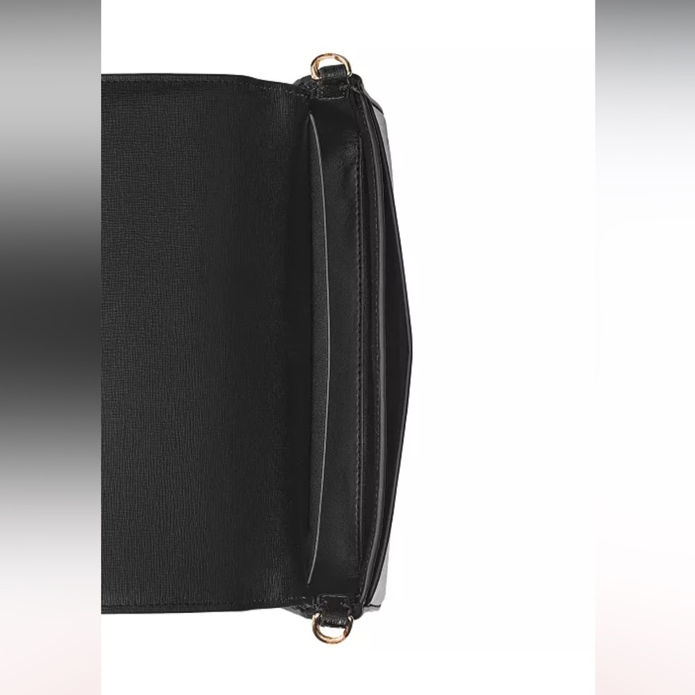 Kate Spade NWT black Devin Saffiano Fold Flap Crossbody Bag & org KS dust bag - Picture 4 of 10